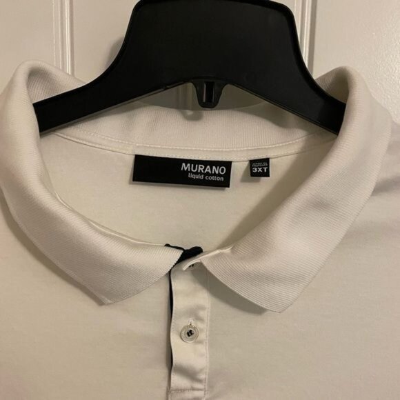 Murano Liquid Cotton short sleeve Men 3XT White&Black color-block Polo Shirt, - Picture 3 of 6